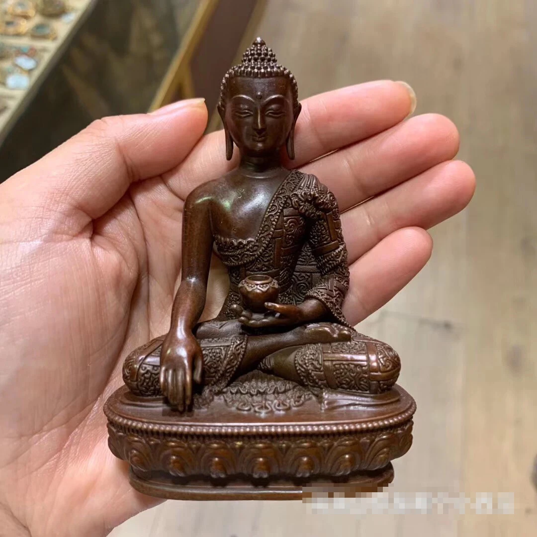 Wholesale Buddhist supplies Buddhism bless safe health good luck high grade bronze Shakyamuni Amitabha Buddha statue Small size
