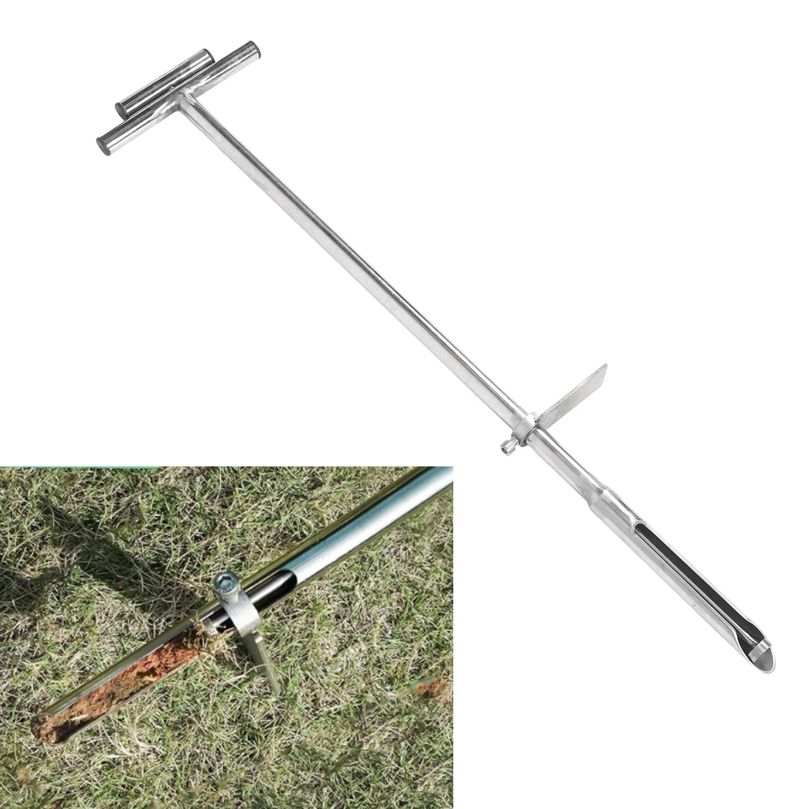 

Soil Sampler Probe with Ejector Foot Pedal 40 Inches Long Stainless Steel Soil Core Sampling Tool Soil Sampling Probe