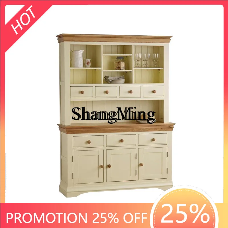 

ZYY Exquisite Premium Retro Style Solid Wood Integrated Wall Living Room Dining Side Display Locker