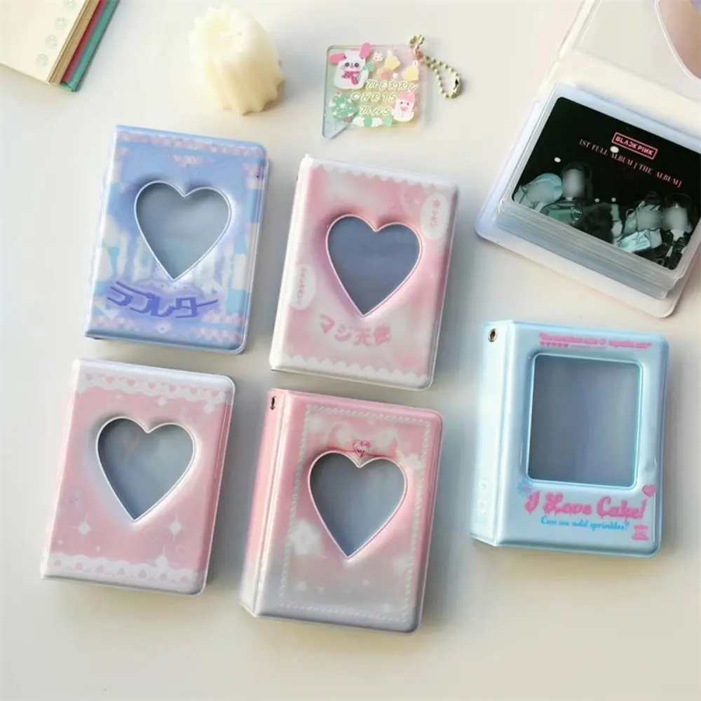 20 Inner Pages Photo Album Hanging Hole Love Heart Hollow Fashion Photocard Holder Portable Small Card Storage Case