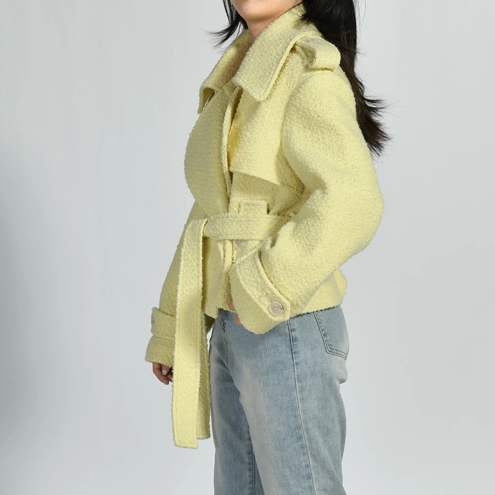 Jxwatcher Women's Woolen Coat 2025 Autumn New Arrival Tweed Jacket Office Lady Fashion Wool Blend Jackets Winter Coats with Belt