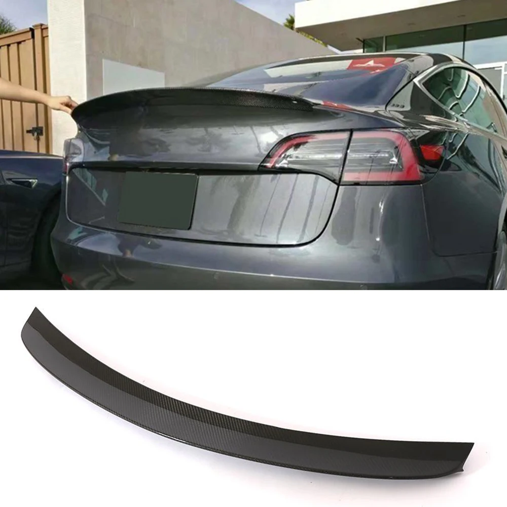 For Model 3 Carbon Fiber Rear Trunk Spoiler Wing For Tesla Model 3 2016 2017 2018 Rear Boot Lip Wing Spoiler