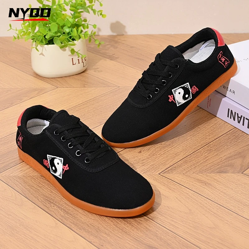 Unisex Canvas Wushu Tai Chi Shoes Lightweight Breathable Martial Arts Practice Sneakers for Morning Training Kung Fu Workout