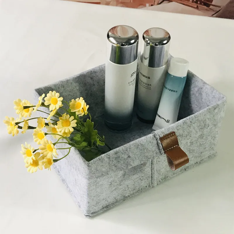 Nordic Felt Fabric Storage Baskets Cosmetics Desktop Organizer Decorative Flower Basket Kids Toys Sundries Storage Box 화장품 정