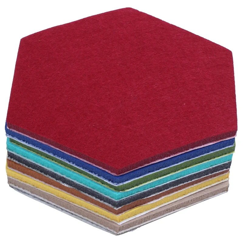 Hexagon Pad Cork Board/Pin Board, 9-Pack Colorful Wall Tiles Memo Felt Board For Wall Stickers Home Decors