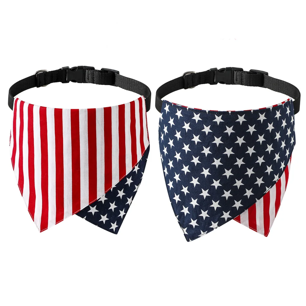 Dog Bandana American Flag Independence Day Holiday Flags Accessory Dogs Pet Scarf Collar Bandanas for Small Medium Large Pets