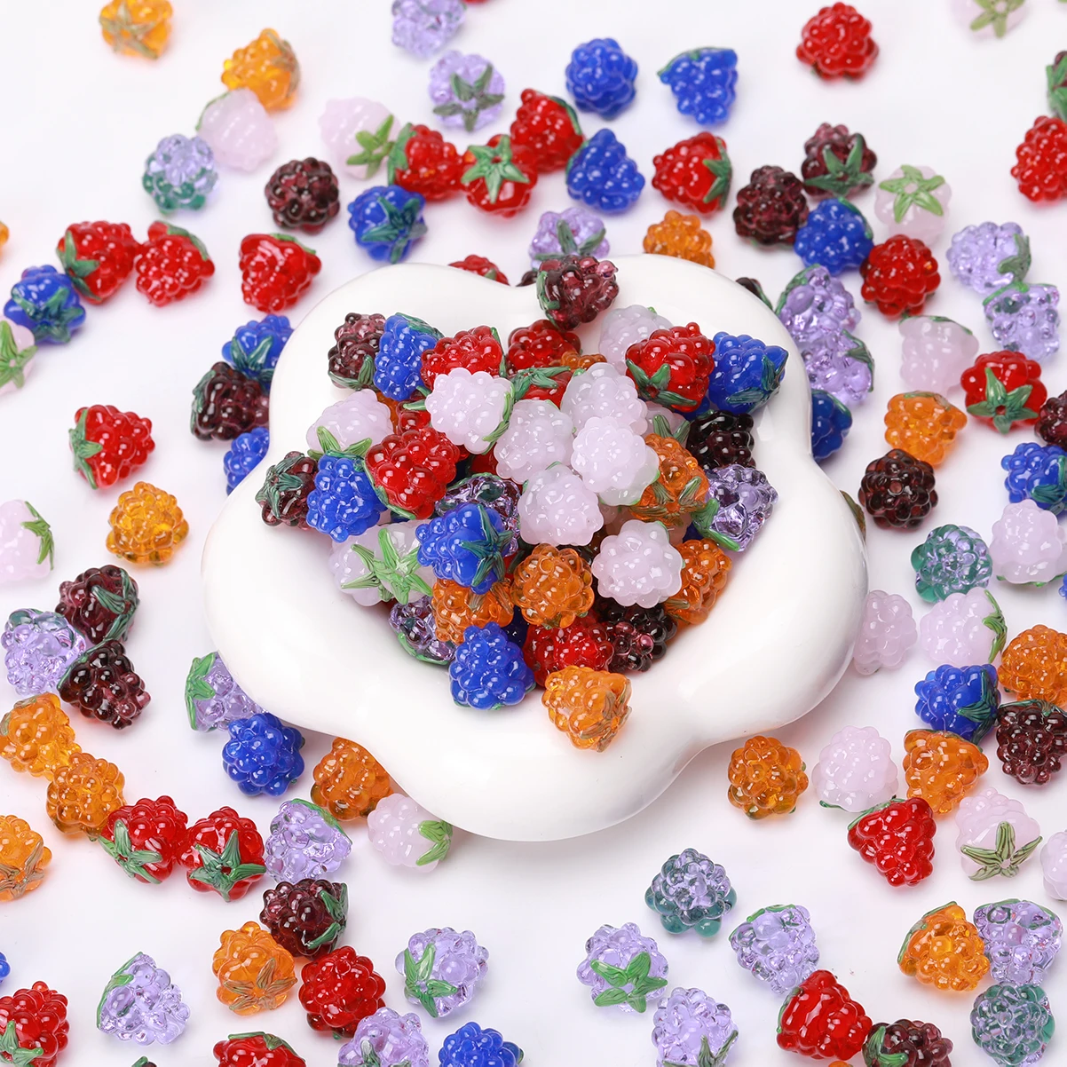 13mm Unique Grape&Raspberry Shape Glass Bead-Vibrant 5pcs Mixed Color Artificial Crystal Grape Glass Bead For DIY Jewelry Making