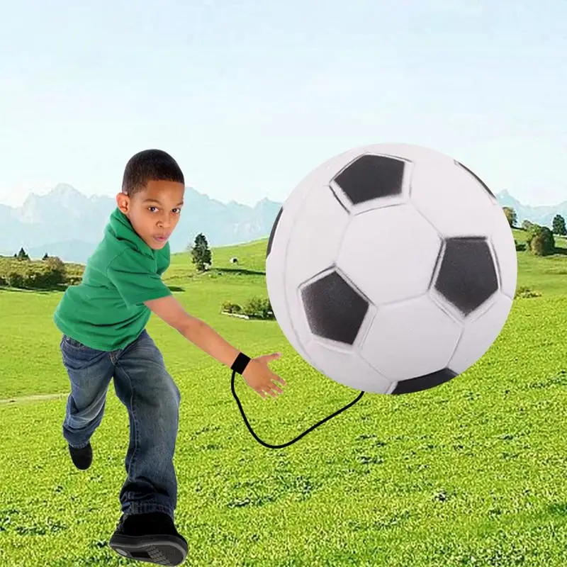 1pcs Wrist Return Ball Portable High Elasticity Tear-Resistant Football Shape Bouncy Ball Wristband Toy Indoor Supplies for kids