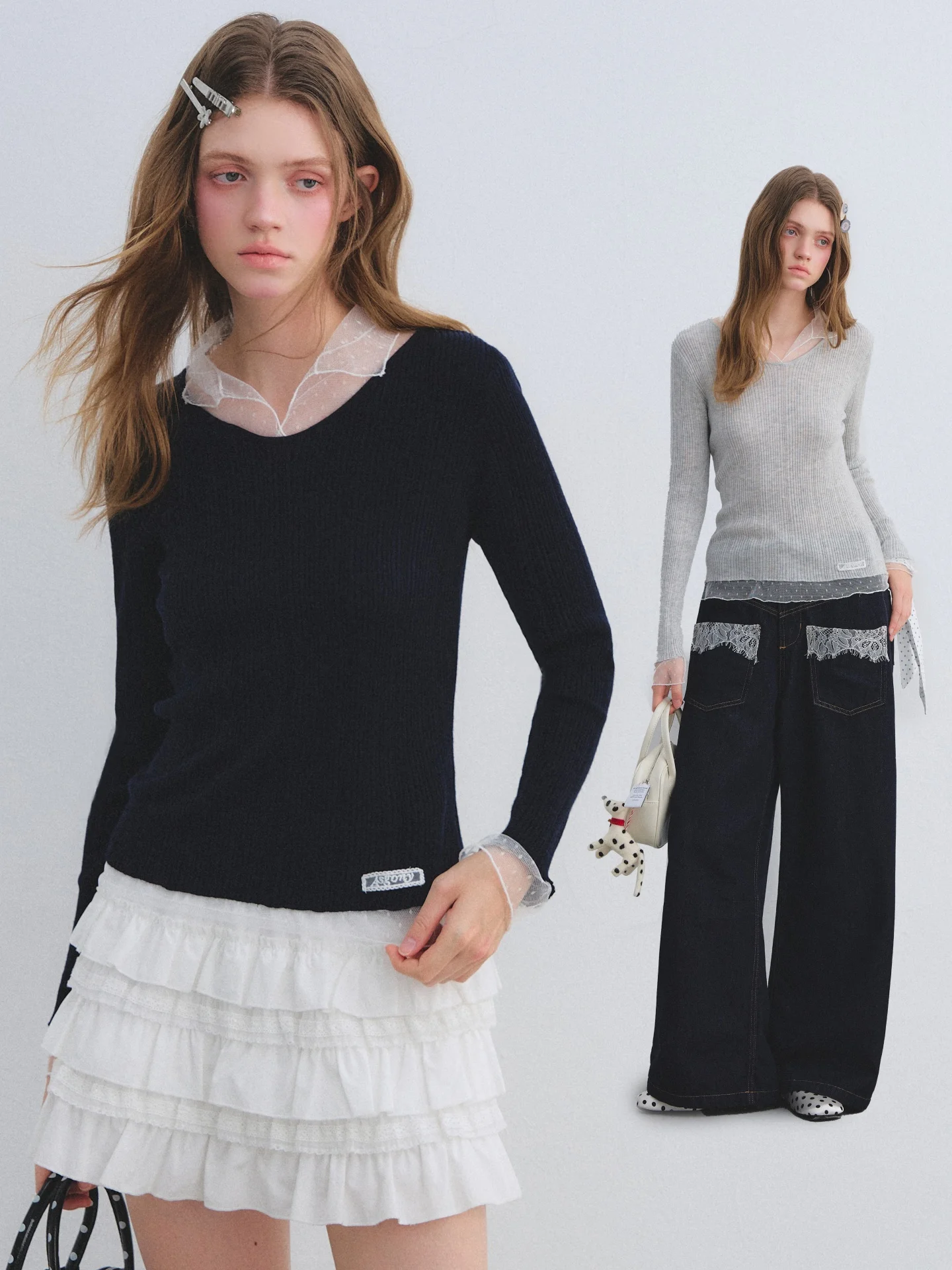 

Женская вязаная базовая кофта AsGony Polka Dot Me из смесовой шерсти, облегающая, универсальная, с эффектом высокого качества, дышащая, комфортная