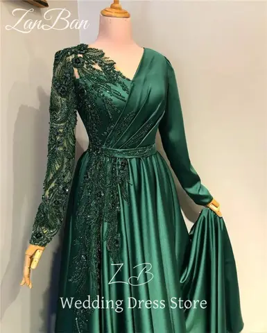 10 best sales smaragdgrön satinklänning - №1