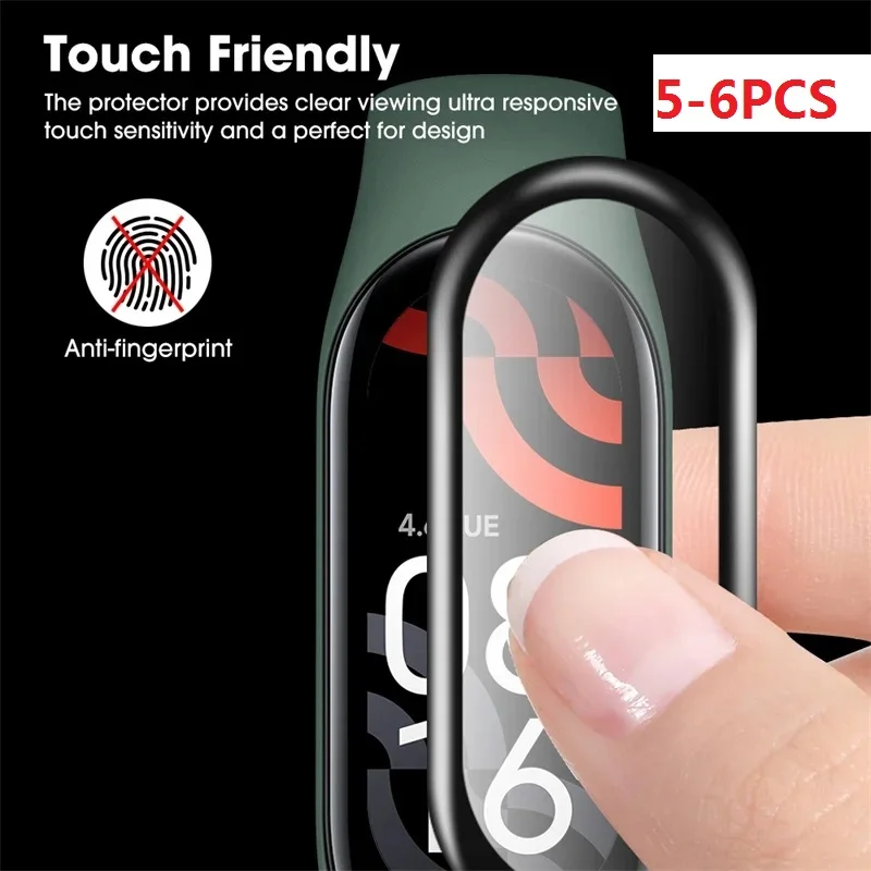 5-6Pcs PMMA For Xiaomi Mi Band 8 7 6 5 4 Screen Protector Miband Smart Watchband Protective Cover Case Strap Bracelet