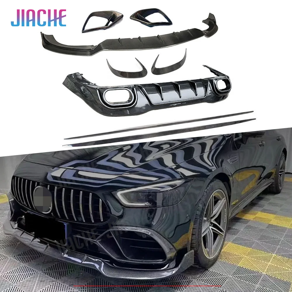 

Dry Carbon Front Lip Air Vent Fins Moulding Trim Side Skrits Rear Diffuser Canards Splitters For Benz AMG GT63 S 2019-2023 FRP