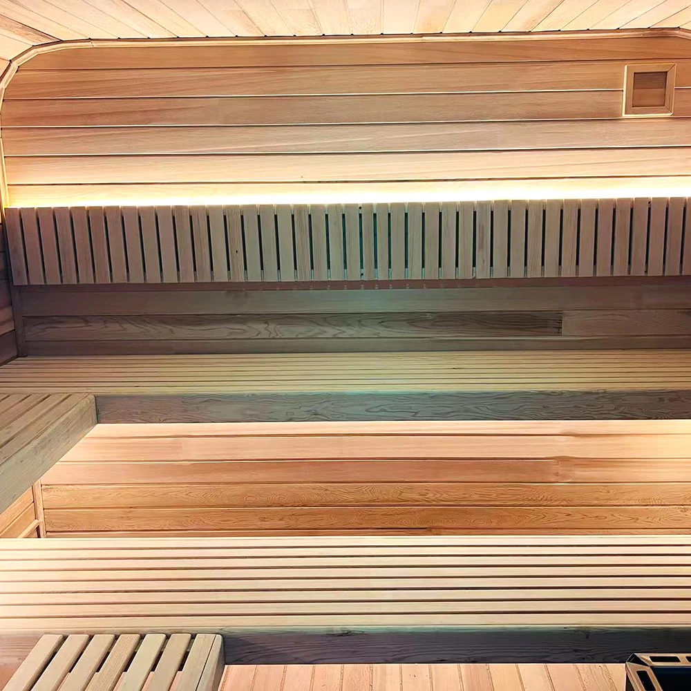 Solid Wood Sauna Room, Red Cedar 3-4 Person Outdoor Steam Sauna, Traditional Wet Sauna for Home Spa, Customized Size