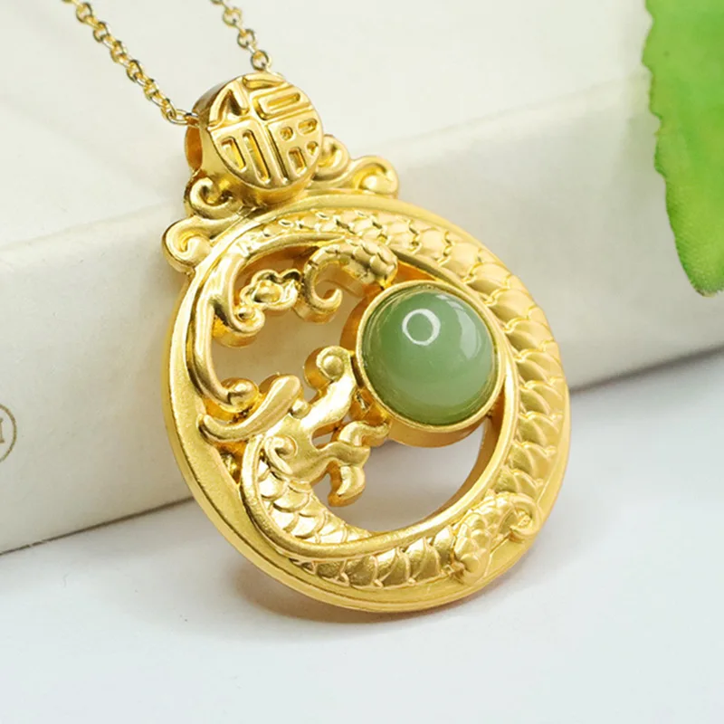 

Натуральный кулон из нефрита Хэтянь, кулон из яшмы, украшение к Году Дракона.