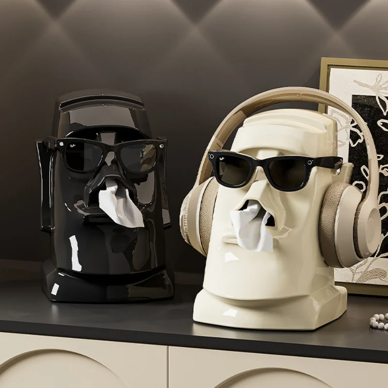 

Funny Easter Island Tissue Holder Non Slip Tissue Box Tissue Dispenser For Living Room Home Headphone Storage Rack