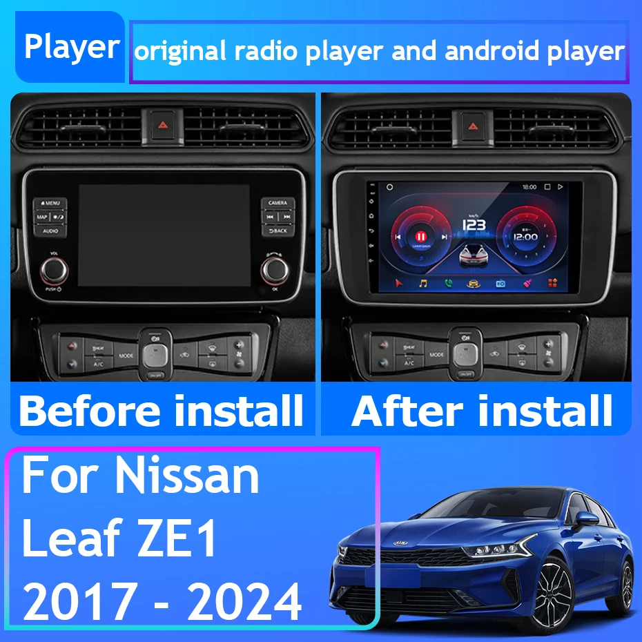 Per Nissan Leaf ZE1 2017 - 2024 Autoradio Navigazione GPS Android Auto Schermo Carplay 4G BT Wifi Stereo Lettore Multimediale No 2din