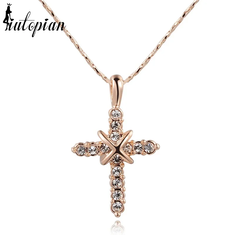 Iutopian Genuine Austrian Crystal Cross NECKLACE With Austrian Crystal Stellux #RG70231