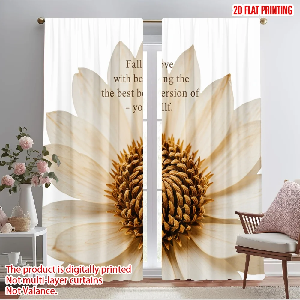

2pcs 2D flat printing Curtain Dried flower inspirational quote Fabric Without Electricity Festive Curtains for Photo Booths &