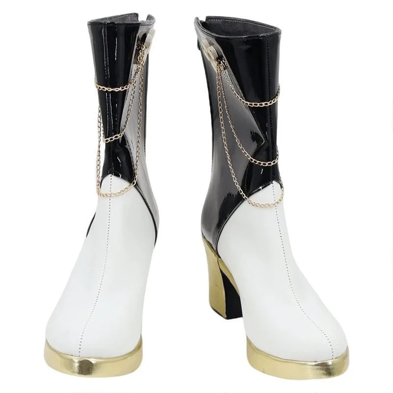 Mira – bottes en PU noir et blanc pour femme, chaussures de Cosplay, accessoires de Costume, Anime Halloween