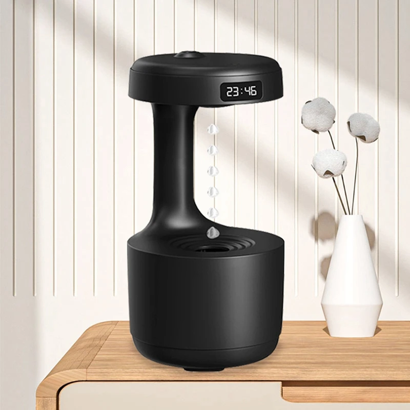 Anti Humidifier with LED Clock Display,Floating Water Droplet Humidifier - for Home Deco