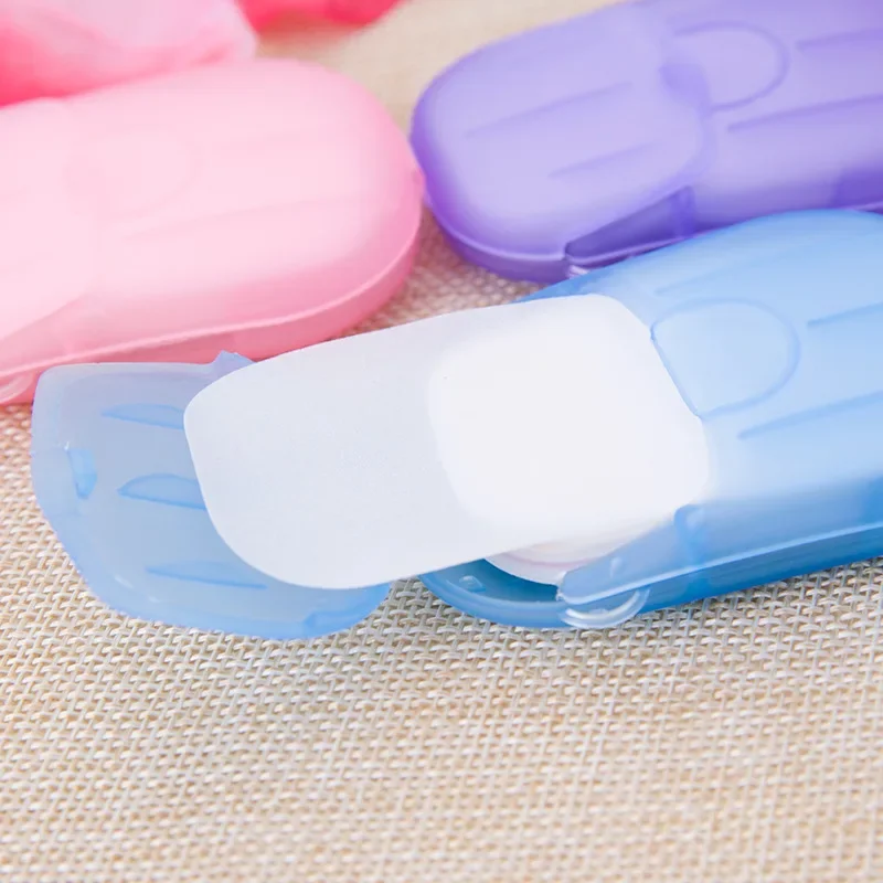 20Pcs Disposable Boxed Soap Paper Portable Hand Washing Box Scented Slice Sheets Mini Soap Paper Travel Portable Soap Dishes