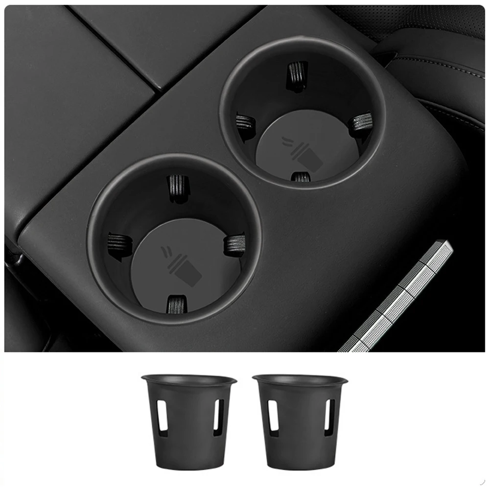 For Lixiang L7 L8 L9 2023 Silicone Car Center Water Cup Holder Pad Storage Box Decorative Parts, Front Row Black