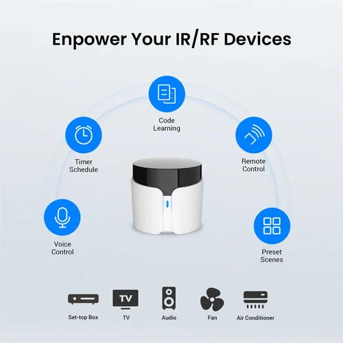 Imagen 2 del producto Control remoto inteligente BroadLink RM5 Plus, controlador de concentrador Wifi IR Bluetooth, temporizador, control por voz, compatible con Alexa y Google Assistant