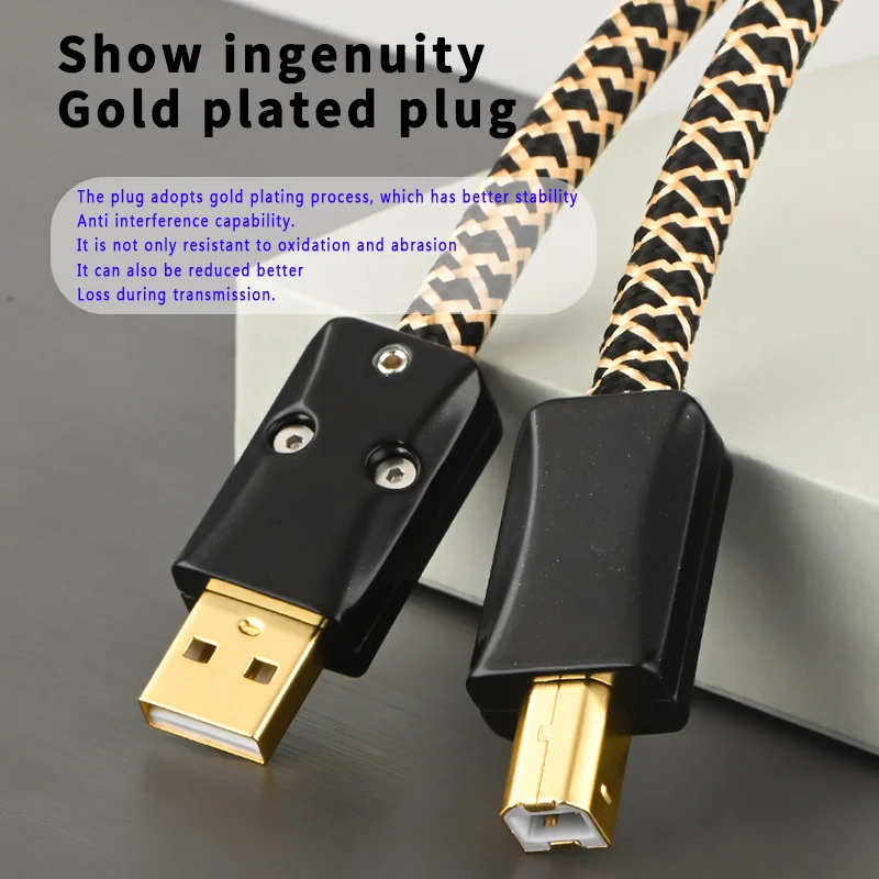 สายสัญญาณเสียง usb ชุบเงิน การ์ดเสียงคอมพิวเตอร์ คอนโซลผสม เครื่องเล่นแผ่นดิสก์ สายเคเบิลข้อมูลสด dac ถอดรหัส สายไข้ พอร์ต AB