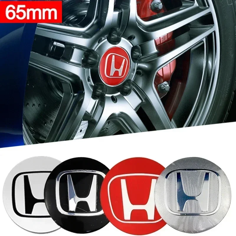 65MM Alloy Car Wheel Center Stickers Hub Cap Decals for Honda INSPIRE VTEC DOHC Modulo Vezel CITY CIVIC Mugen RR Vezel Badge