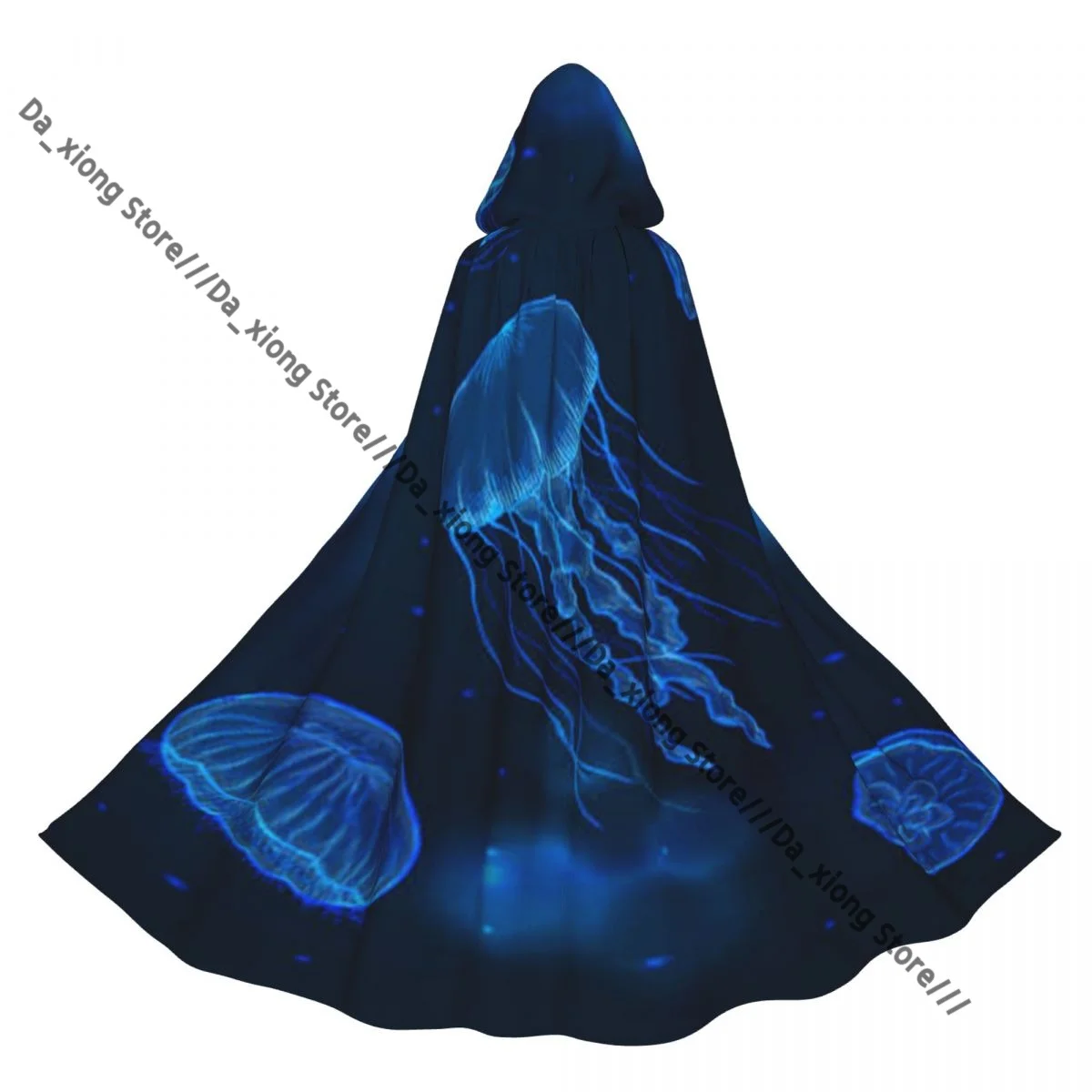 Unisex Halloween Cloak Jellyfish Illustration Cape Hooded Medieval Costume Witch Wicca Vampire