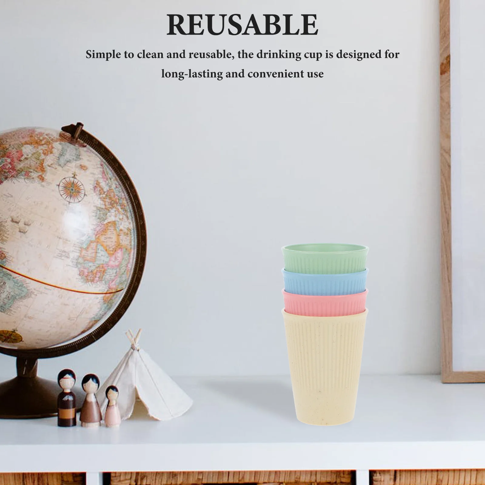 

4Pcs Reusable Drinking Cup Set PP Material Lightweight Camping Cups for Water Juice Milk Coffee Portable Stackable