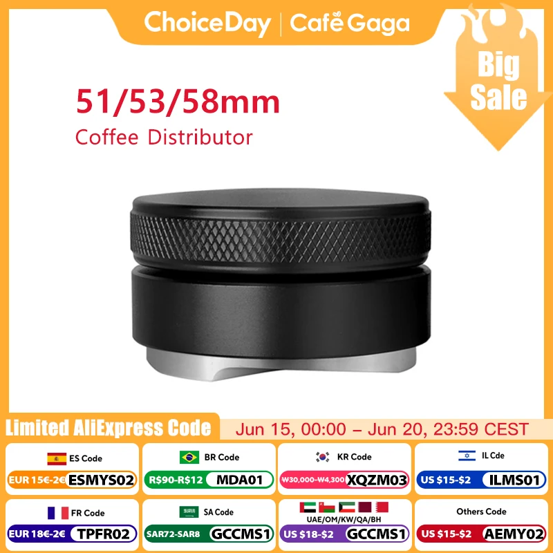 Distribuidor de café ferramenta de distribuição de café expresso 51mm/53mm/58mm nivelador três inclinações angulares ajustável palma da mão para portátil