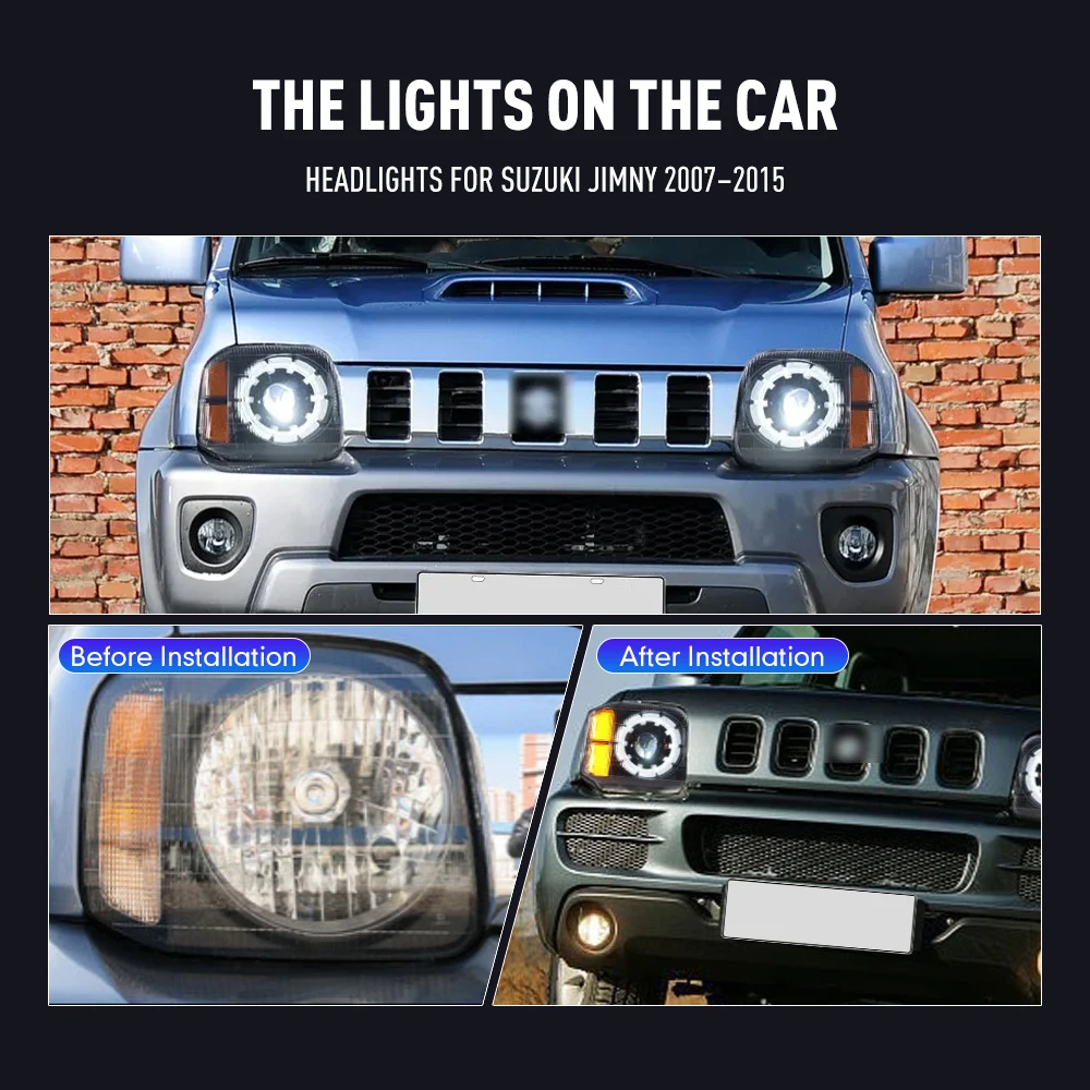 

2PCS LED Headlight Assembly For Suzuki Jimny 2007-2015 Car Styling Tuning Lights Plug And Play Head Lamps Car Tuning Light Parts
