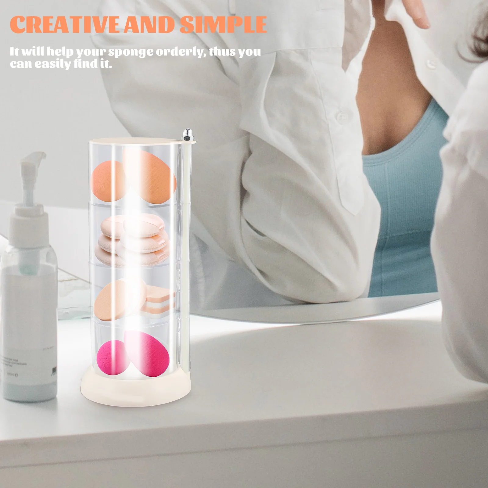 

Rotating Makeup Sponge 360° Swivel Storage Box For Beauty Egg Powder Puff Travel Household Desktop Organizer Case