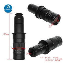Adjustable Magnification 130X 200X 250X 20mm Zoom C Mount Lens For HDMI VGA USB BNC Industrial Video Microscope Camera