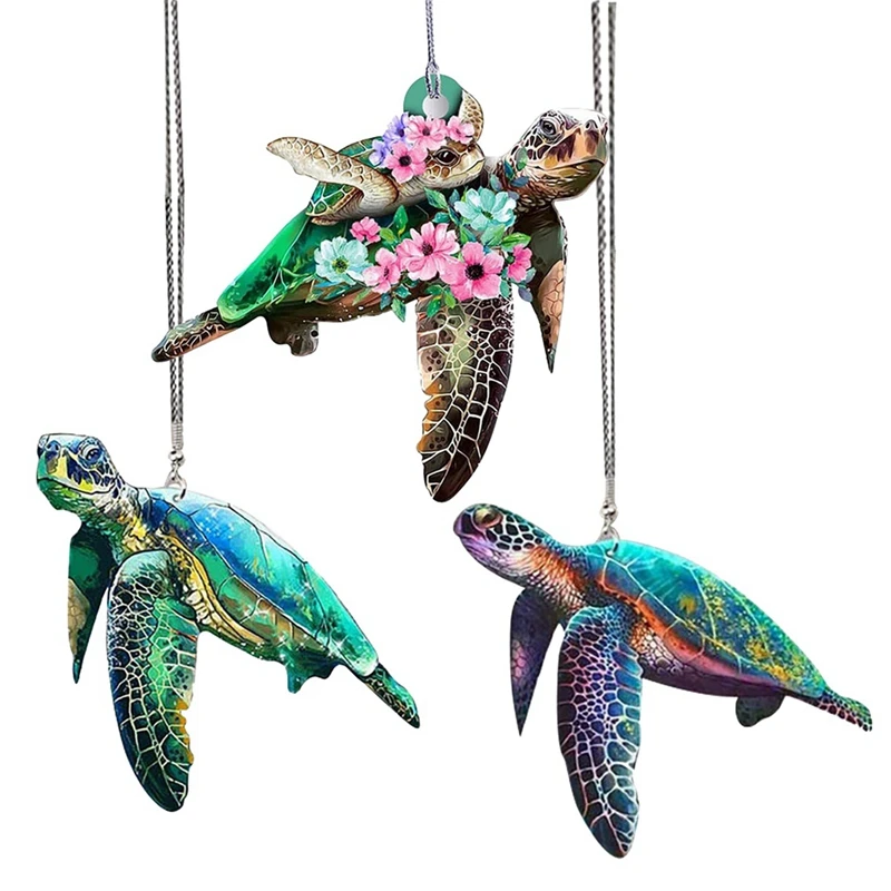 Sea Turtle Mom Ornament, Cute Car Ornament, Turtle Hanging Home Ornament