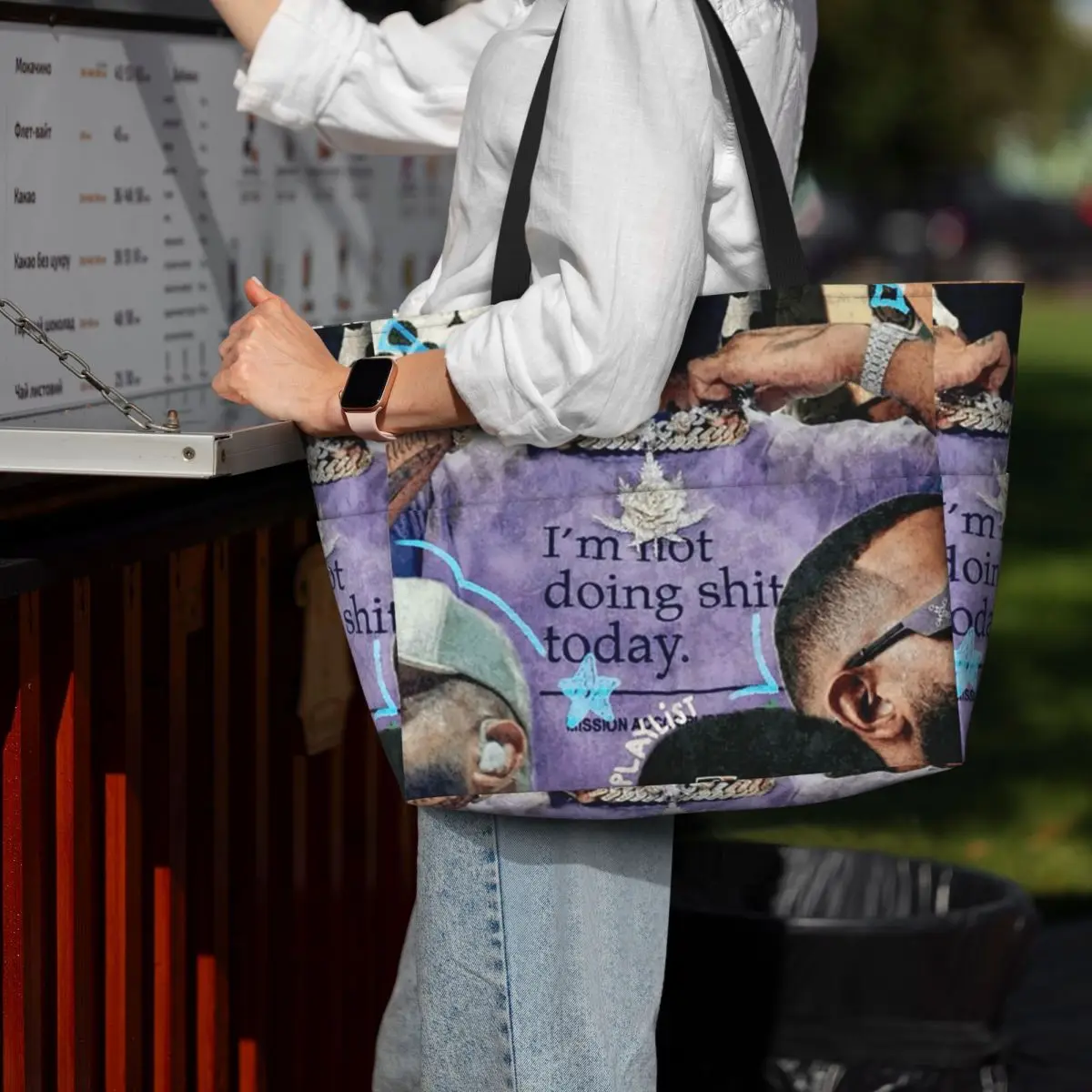 Rapper Eladio Carrion Sen2 Kbrn Album Tour Print Beach Tote Bag Sport Gym Yoga Duffle Large Tote Bag Women Travel Bag Fitnessbag