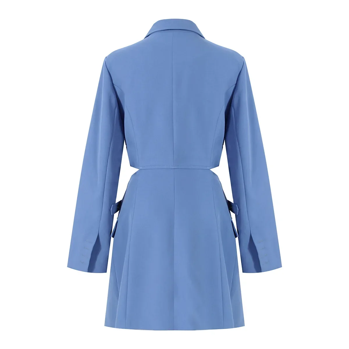 Traje Sexy azul para mujer, Blazer largo, falda ahuecada, ropa de trabajo de negocios para mujer, chaqueta de abrigo para niña, vestido de graduación, 1 pieza