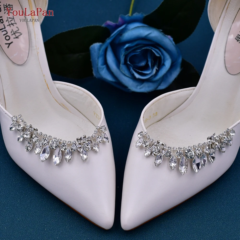 YouLaPan  Red Rhinestone Women Bridal Shoe Clips Handmade Shoe Buckle Decoration Charm Bride Bridesmaid Shoes Accessories HX39