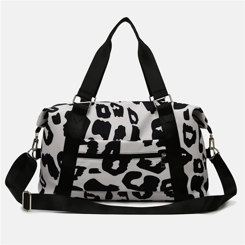 Women Weekend Handbag Dry Wet Separation New Fashion Travel Luggage Bag For Women Leopard Print Oxford Cloth Handbag For Gym