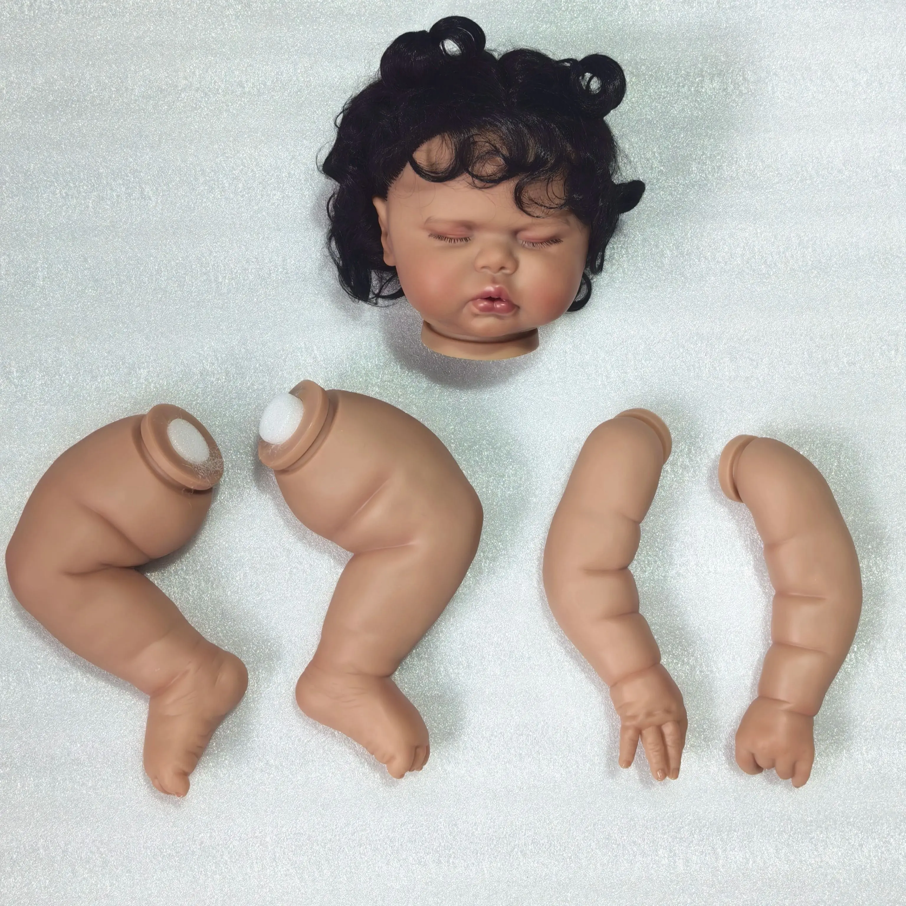 NPK 24-inch Lifelike Pickle Doll Kit with Dark Skin Pre-Painted Doll Parts for Easy Assembly Perfect Birthday Or Christmas Gift image 3