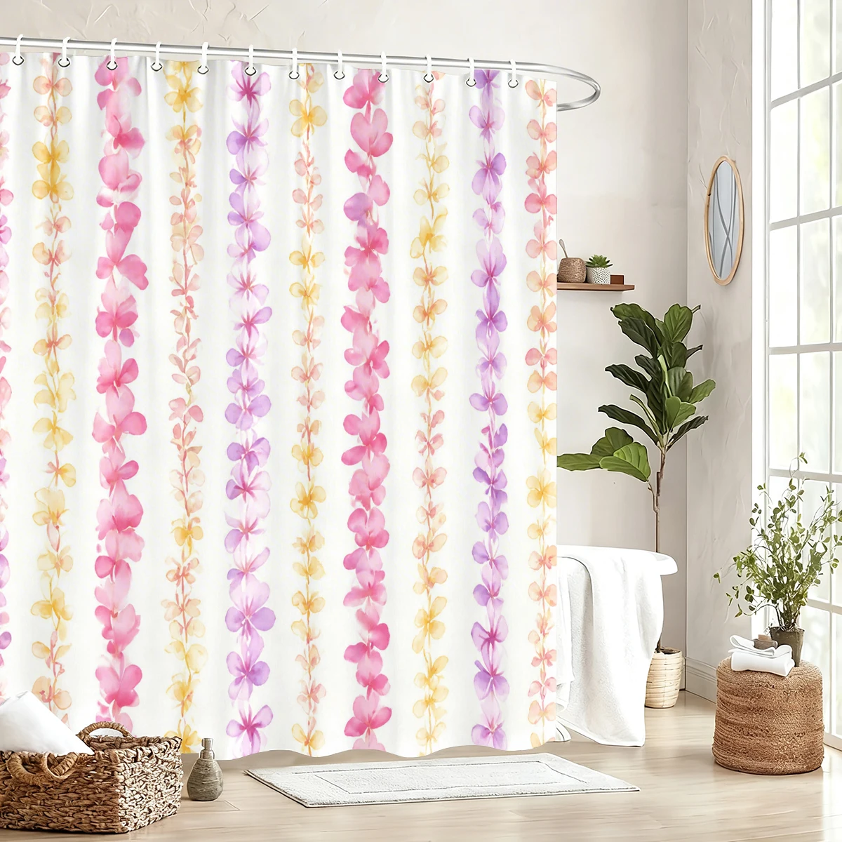 cortina-de-banheiro-de-poliester-estampada-vibrante-decoracao-estilosa-para-banheiro-com-padroes-de-flamingo-coral-e-laco
