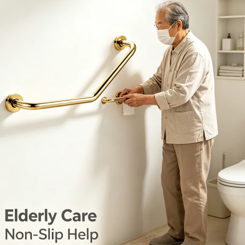 Curved Bathroom Safety Grab Bar Wall Mounted Non Slip Assist Handle For Shower Bathtub Toilet Stability Support