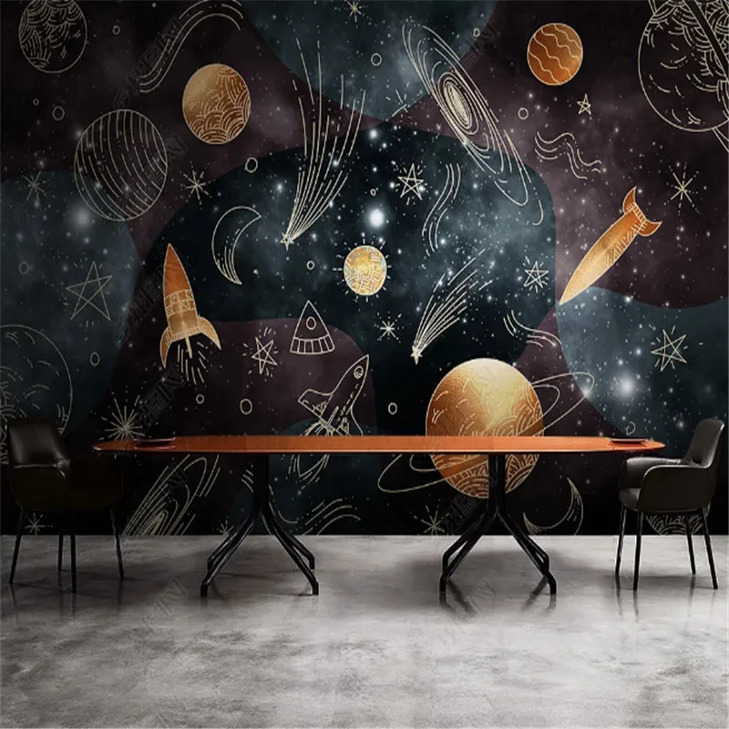 

American Modern Starry Sky Planet 3d Wallpaper for Living Room Natural Illustration TV Background Mural Wall Papers Home Decor