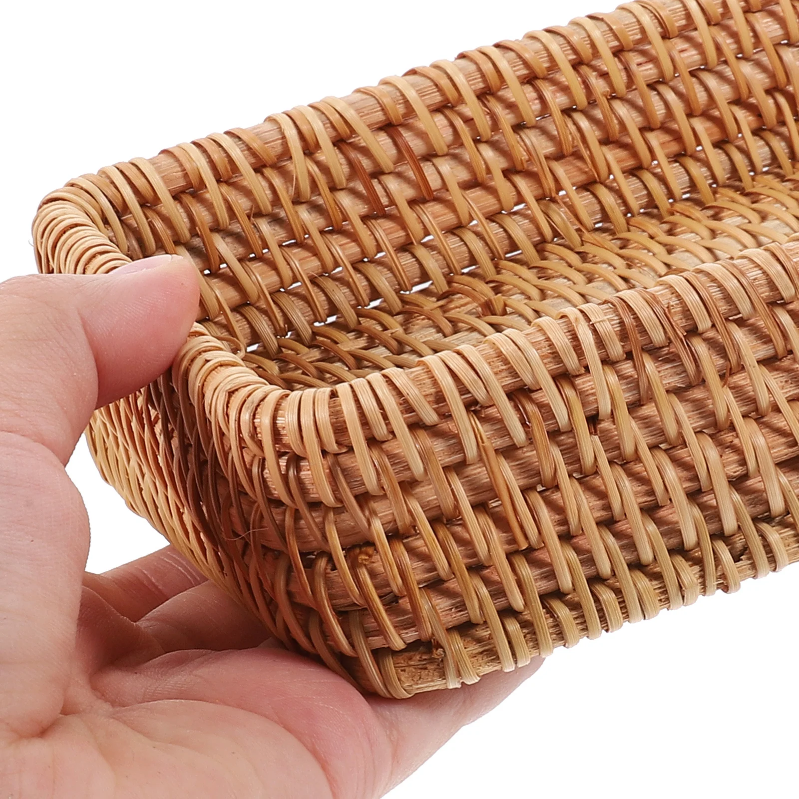 Cesta tejida de ratán para almacenamiento de aperitivos, organizador de pan, Picnic, bebidas de frutas, contenedor rústico portátil ligero, utensilios de cocina