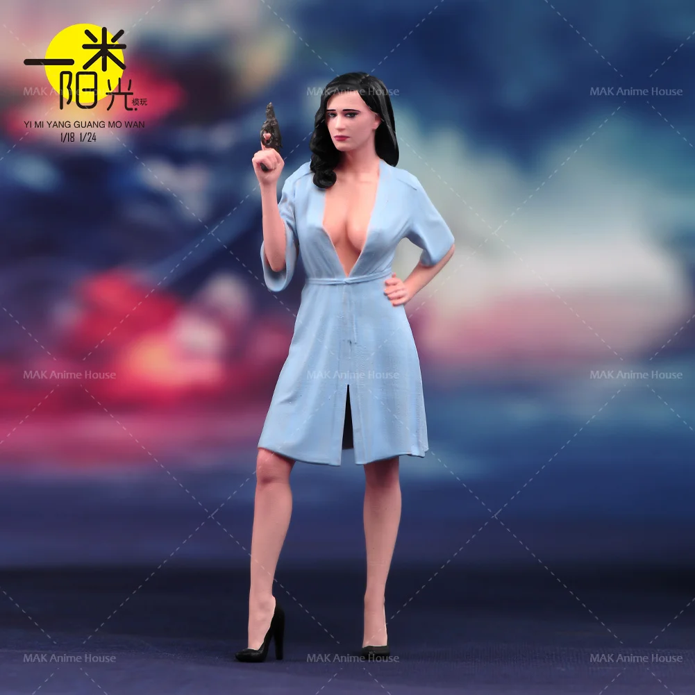 Miniatures Figures 1/24 1/18Facial Painted Sexy Gun Wielding Beauty Killer Skirt Cool Model Creative Photography Scene Dolls Toy