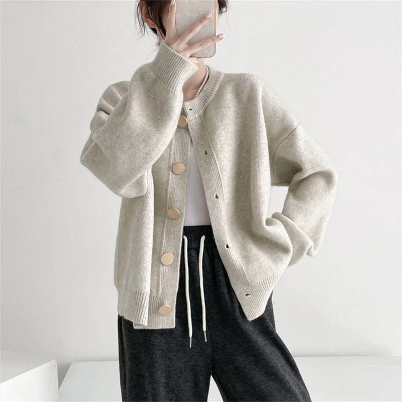 

Women's Sweater Cardigan 2025 Autumn Winter French Soft Knit Cardigan Design Single Breasted Loose Casual Top Outerwear