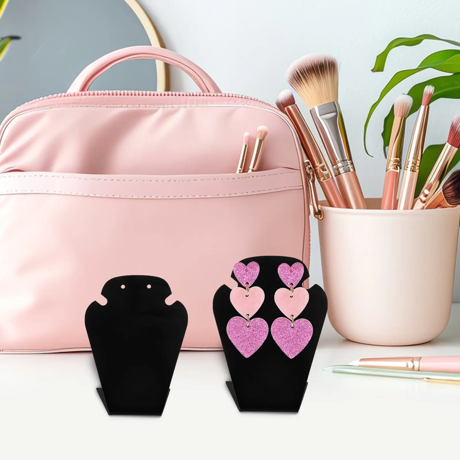 

3Pcs Sophisticated Jewelry Display Stand Set Necklace Earring Stud Holder Organizer Space Saving ABS Material for Retail Home