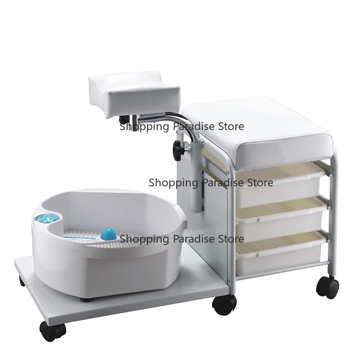 Manicure Foot Bath Tool Cart Pedicure Chair Salon Foot Massage Station with 3 Shelves Trolley for Esthetician Pedicure Spa