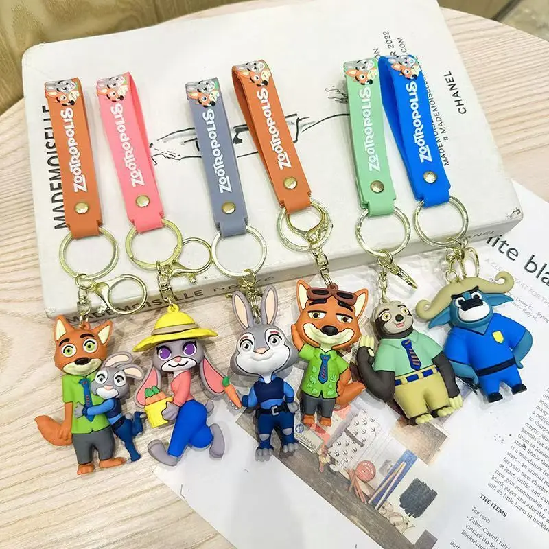 

6pcs Zootopia Keychain Cute Bag Pendant Creative Couple Doll Key Chain Car Key Pendant Christmas Gif